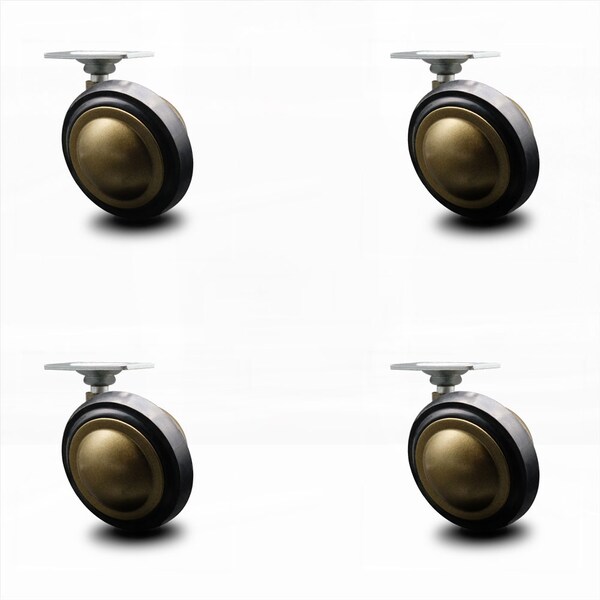 3 Inch Windsor Antique Soft Tread Ball Caster - Top Plate - SCC, 4PK